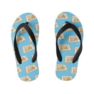 Jiaozi / Chinese dumplings cartoon illustration Kid's Flip Flops