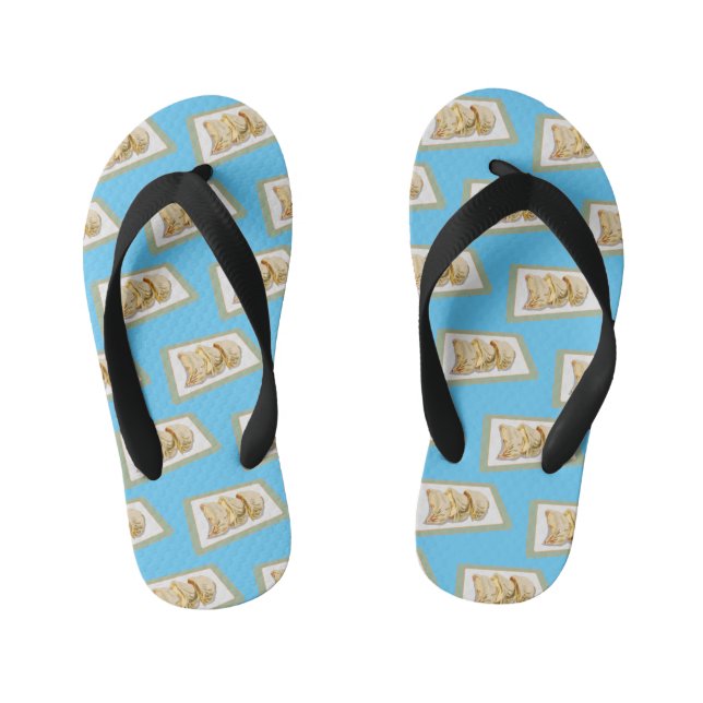 Jiaozi / Chinese dumplings cartoon illustration Kid's Flip Flops (Footbed)