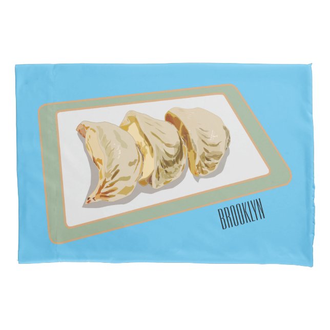 Jiaozi / Chinese dumplings cartoon illustration Pillowcase (Front)
