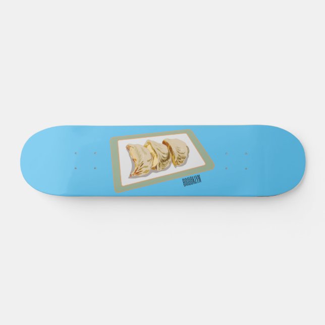 Jiaozi / Chinese dumplings cartoon illustration Skateboard (Horz)