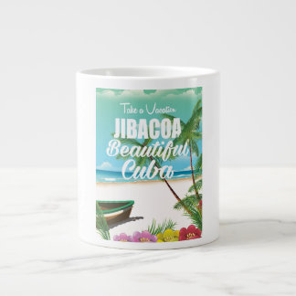 Jibacoa beach Cuba travel poster Large Coffee Mug