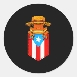 Jibaro Coqui Frog Puerto Rico Flag Boricua Cket Bo Classic Round Sticker