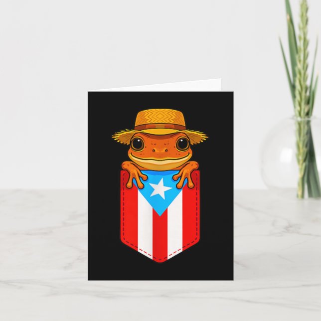 Jibaro Coqui Frog Puerto Rico Flag Boricua Pocket  Card (Front)