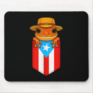 Jibaro Coqui Frog Puerto Rico Flag Boricua Pocket Mouse Mat