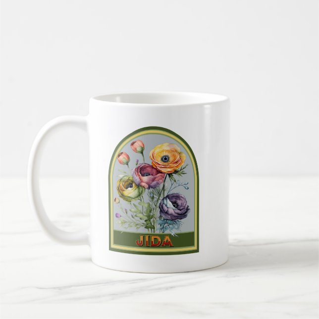 Jida Vintage Floral Grandmother Coffee Mug (Left)