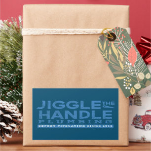 Jiggle the Handle Plumbing Teal BG Rectangular Sticker