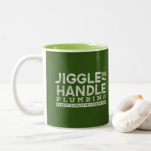 Jiggle the Handle Plumbing White Gfx Two-Tone Coffee Mug