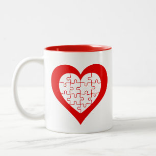 Jigsaw Heart Two-Tone Coffee Mug