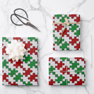 Jigsaw Holiday Wrapping Paper Sheets