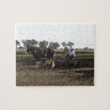 Jigsaw of draft horse at work