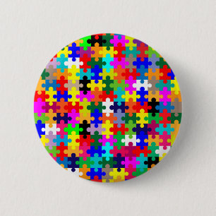 Jigsaw Pieces In Colour 6 Cm Round Badge