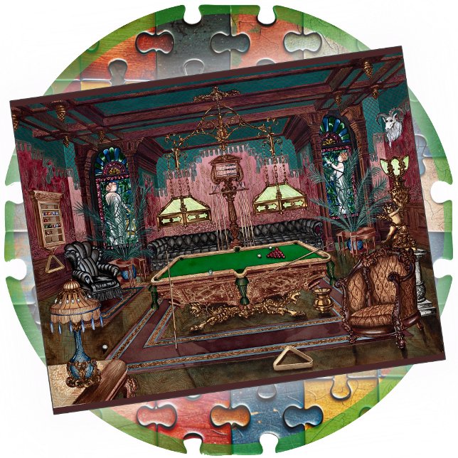 JIGSAW PUZZLE - A Pool Room circa 1890 - P. Harnly (Creator Uploaded)