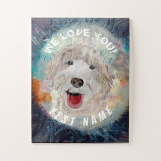 Jigsaw Puzzle all-sizes Cute Labradoodle Dog &Text