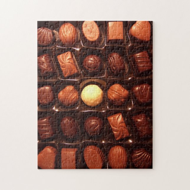 Jigsaw puzzle featuring box of chocolate candy (Vertical)