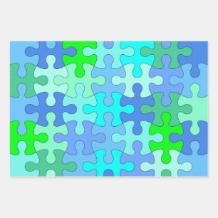 Jigsaw Puzzle Lovers Wrapping Paper Set
