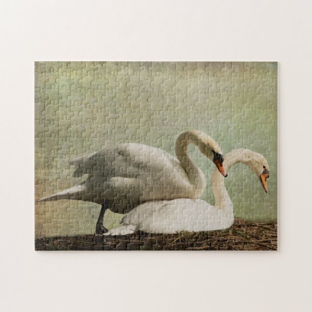 JIGSAW PUZZLE-NESTING SWANS JIGSAW PUZZLE (Horizontal)