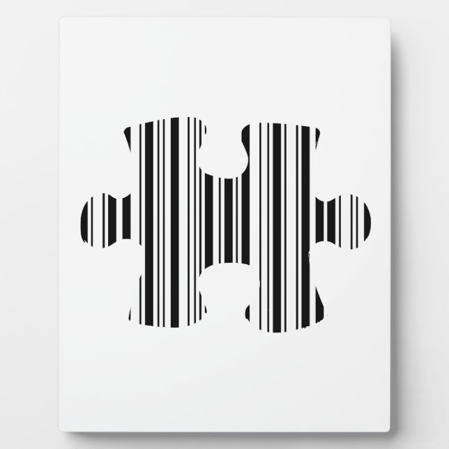 JIGSAW PUZZLE PIECE BAR CODE Pattern Design Plaque (Front)