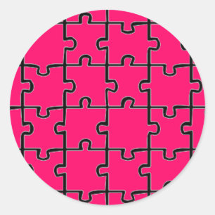 Jigsaw Puzzle Pieces Pattern CUSTOM COLOR Classic Round Sticker
