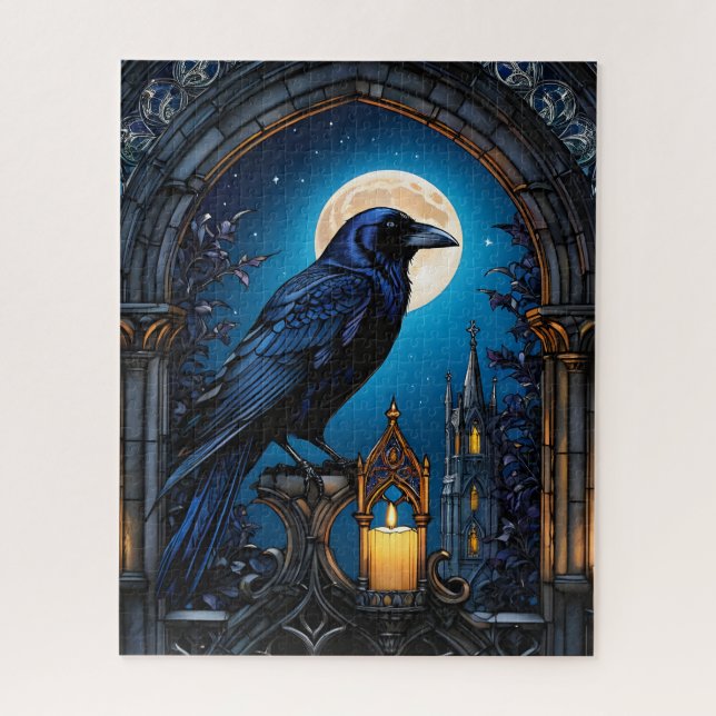 Jigsaw Puzzle, Raven Gothic Archway, Halloween  Puzzle (Vertical)