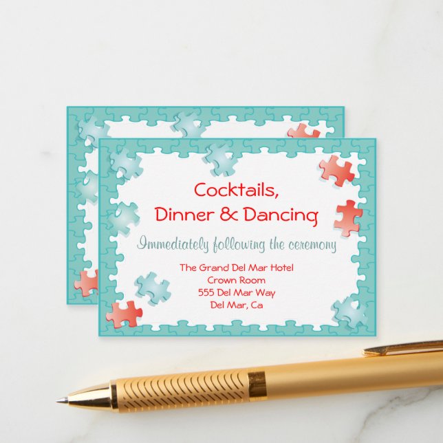 Jigsaw Puzzle Reception Enclosure Card Insert (Front/Back In Situ)