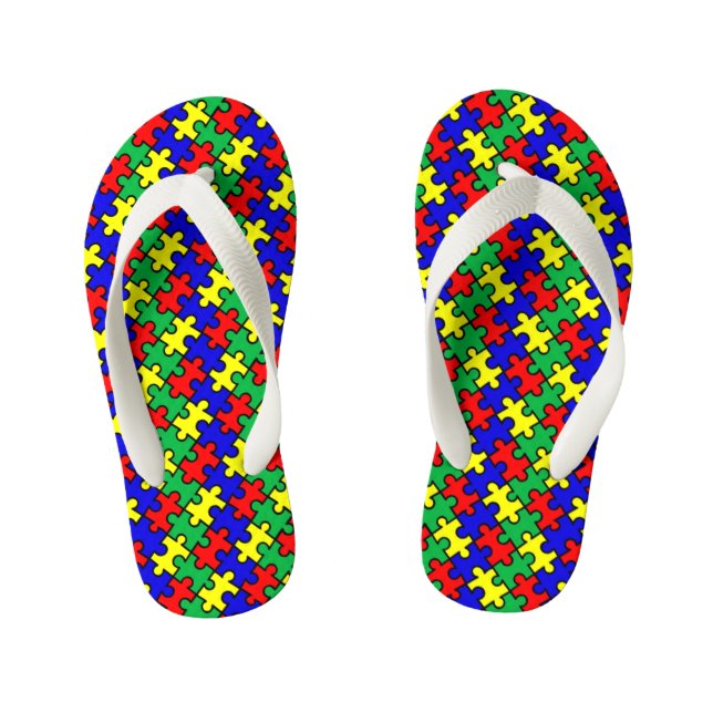 Jigsaw Puzzle Seamless Pattern-22675 Kid's Flip Flops (Footbed)