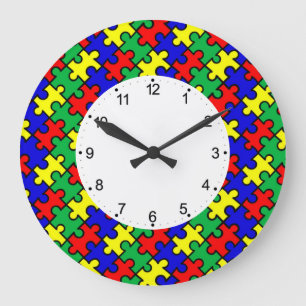 Jigsaw Puzzle Seamless Pattern-22675 Large Clock
