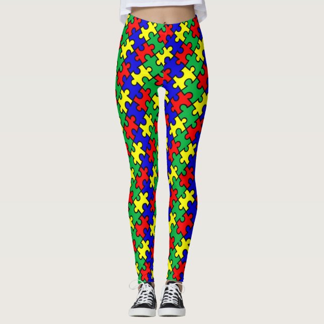 Jigsaw Puzzle Seamless Pattern-22675 Leggings (Front)