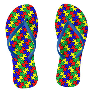Jigsaw Puzzle Seamless Pattern Flip Flops