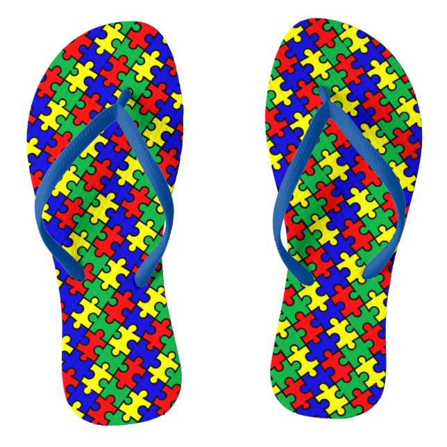 Jigsaw Puzzle Seamless Pattern Flip Flops (Footbed)