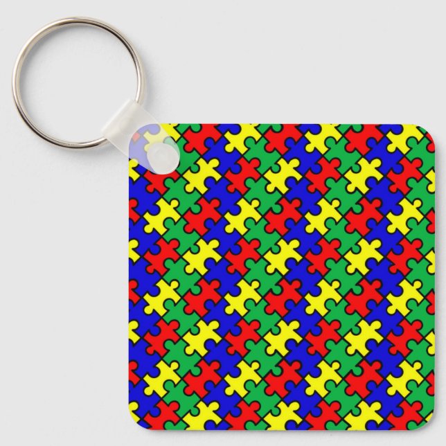 Jigsaw Puzzle Seamless Pattern Key Ring (Front)