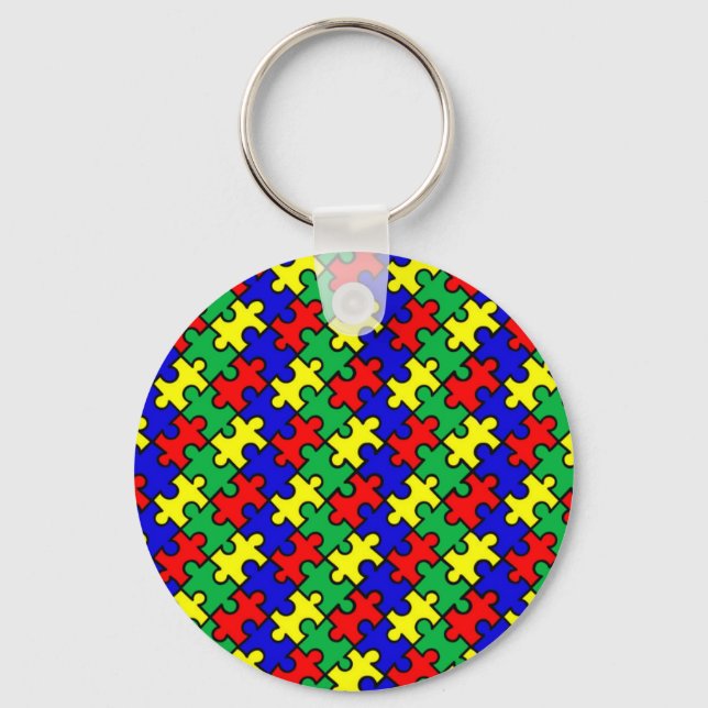 Jigsaw Puzzle Seamless Pattern Key Ring (Front)