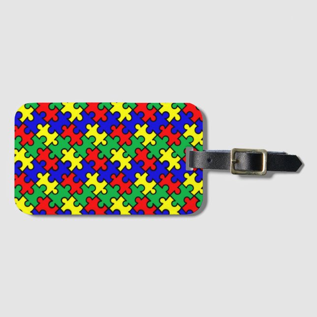 Jigsaw Puzzle Seamless Pattern Luggage Tag (Front Horizontal)