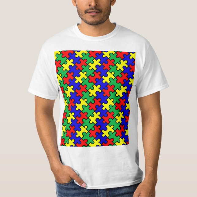 Jigsaw Puzzle Seamless Pattern T-Shirt (Front)