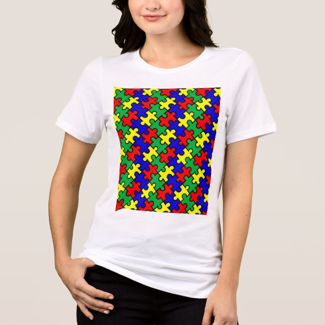 Jigsaw Puzzle Seamless Pattern Tri-Blend Shirt (Front)