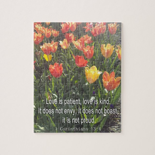 Jigsaw Puzzle - Tulips photo with Bible Verse (Vertical)