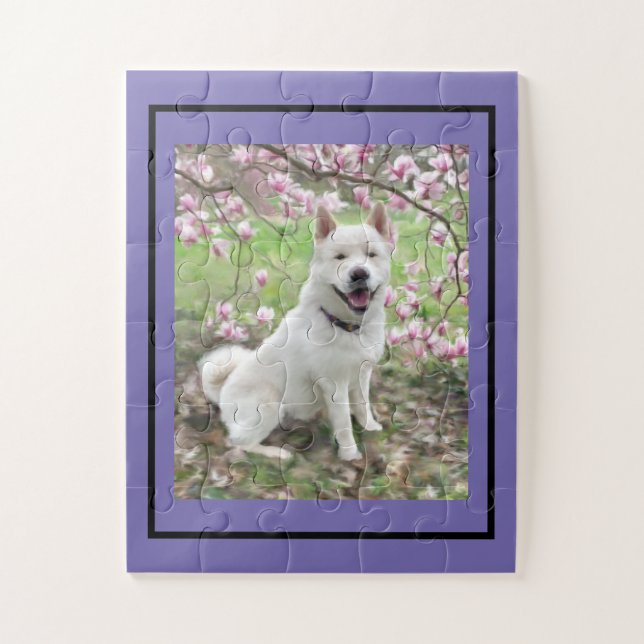Jigsaw Puzzle White Akita (Vertical)