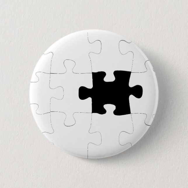 Jigsaw Puzzle with Missing Piece 6 Cm Round Badge (Front)