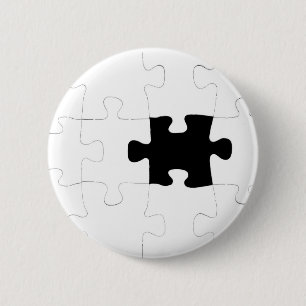 Jigsaw Puzzle with Missing Piece 6 Cm Round Badge