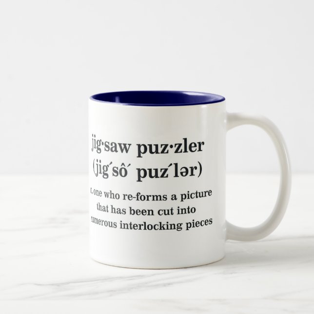 Jigsaw Puzzler clear background Two-Tone Coffee Mug (Right)