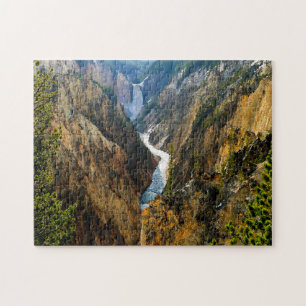 Jigsaws Yellowstone River Waterfall Wyoming. Jigsaw Puzzle