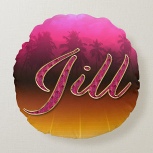 Jill Vorname Name golden pink Kissen Round Cushion