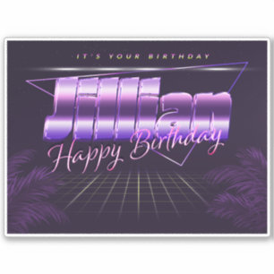 Jillian Name Vorname lila retro Sticker Geburtstag