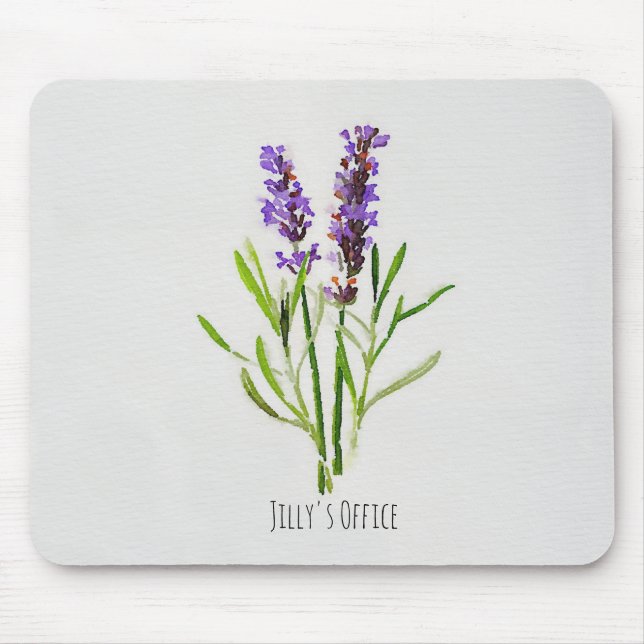Jilly's Botanical Lavender Watercolor Mouse Mat (Front)