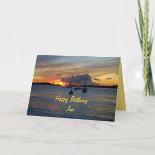 Jim Happy Birthday Sailboats at Sunset Card