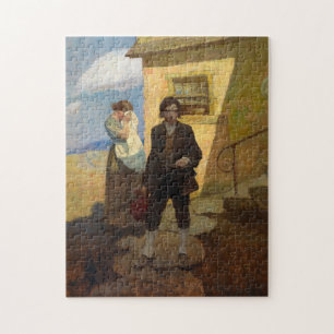 Jim Hawkins leaves home by Newell Convers Wyeth Jigsaw Puzzle