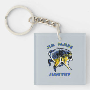 Jim James Jimothy Pop Art Racoon Design Key Ring