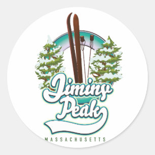 jiminy peak massachusetts ski logo classic round sticker