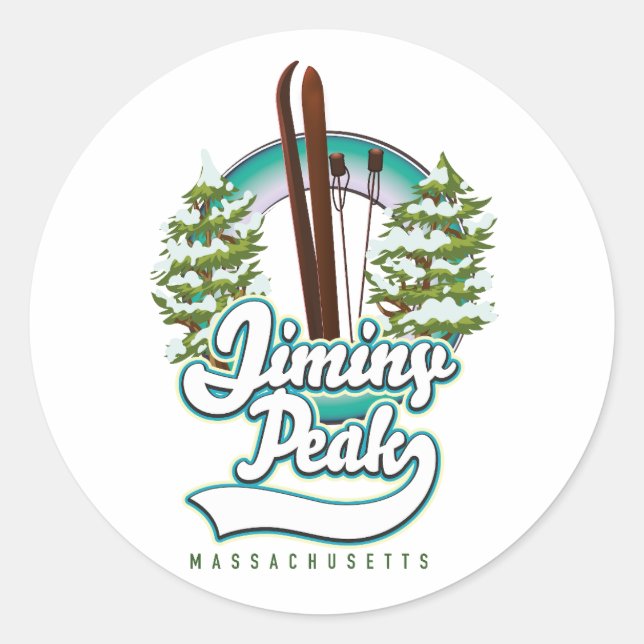 jiminy peak massachusetts ski logo classic round sticker (Front)