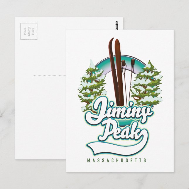 jiminy peak massachusetts ski logo postcard (Front/Back)
