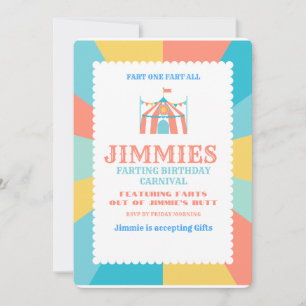 Jimmies Farting Birthday Carnival Invitation